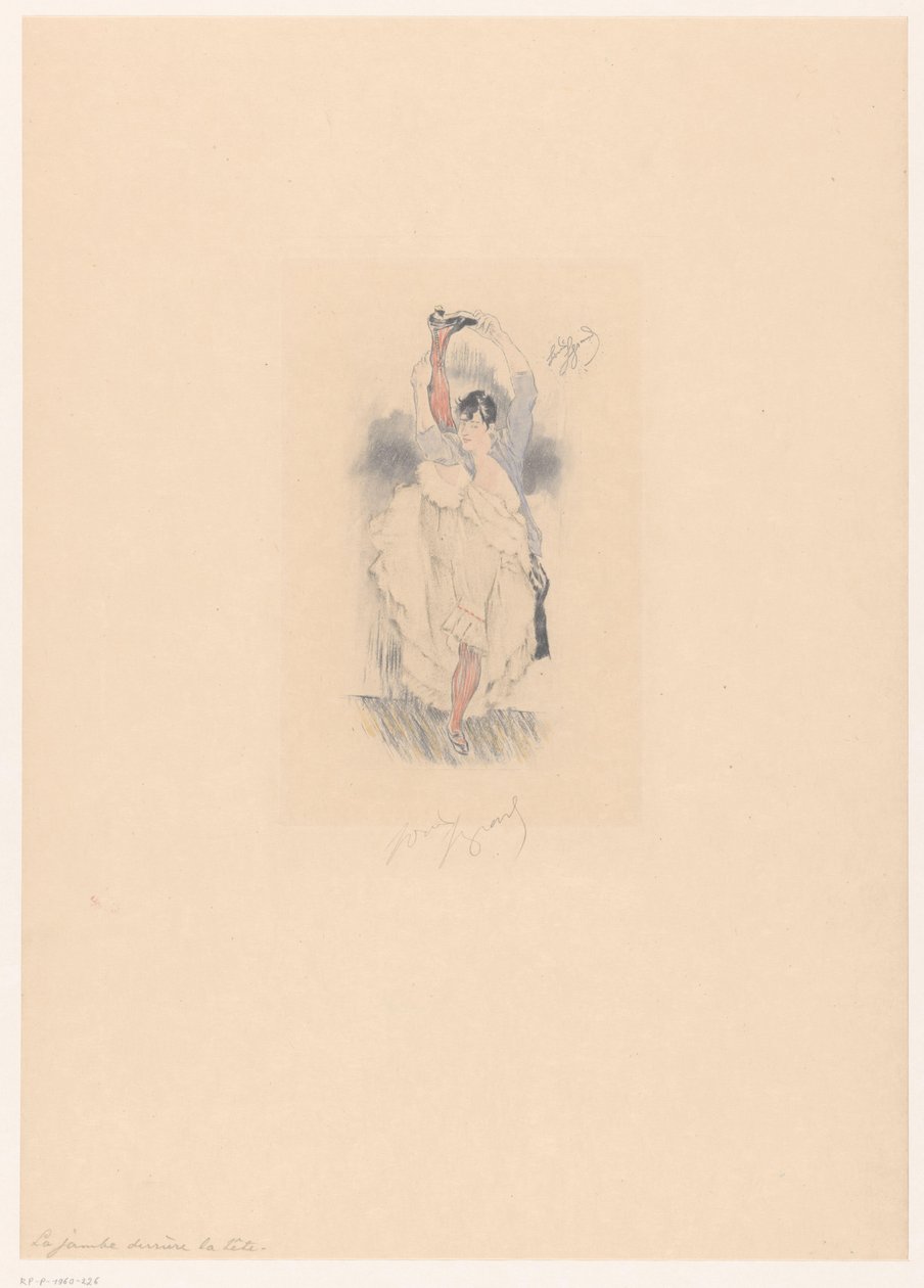 坎昆舞者将腿伸向脑后
La jambe derrière la tête（物体上的标题） 作者 Louis Legrand（艺术家签名）