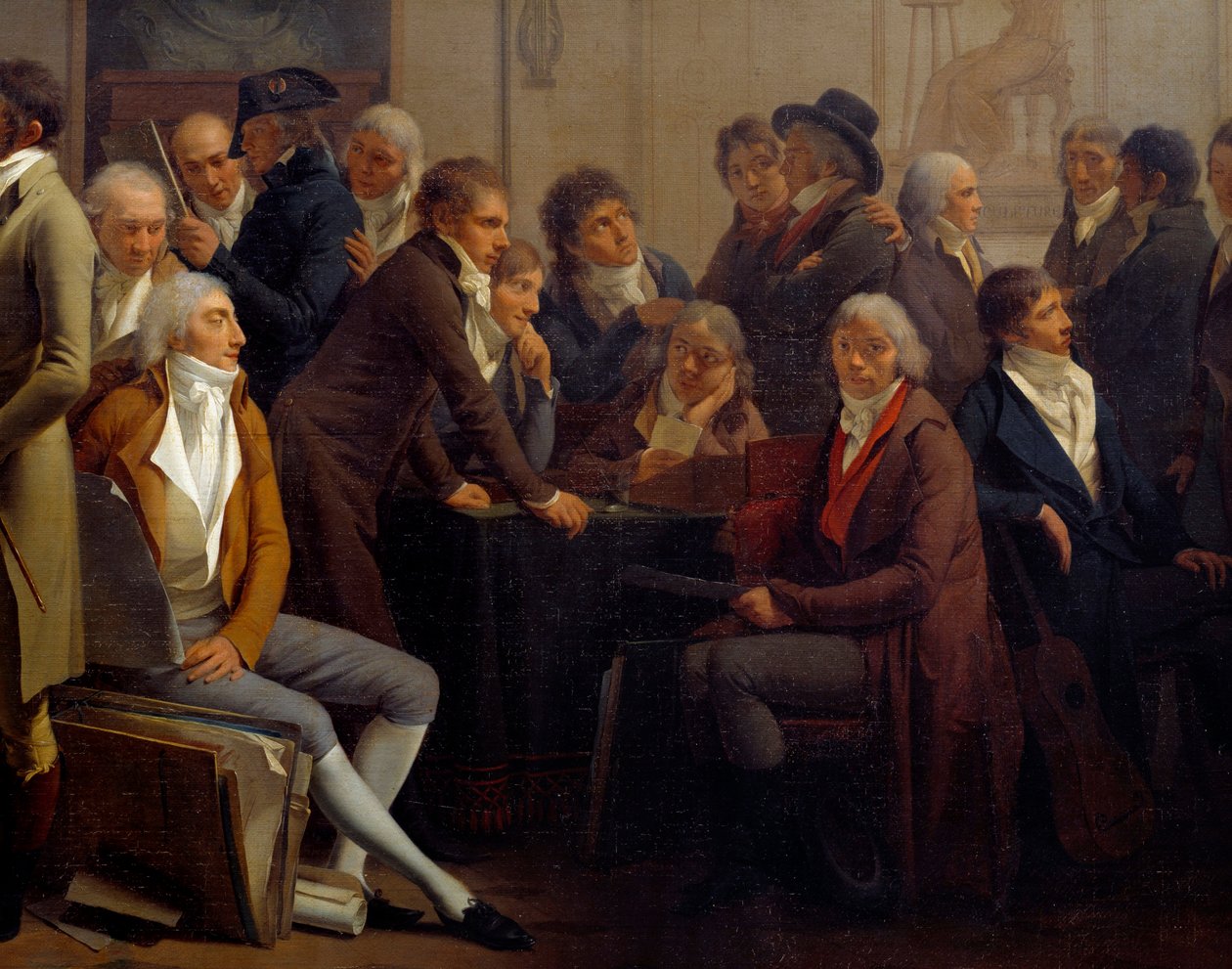 艺术家在画家让·巴蒂斯特·伊萨贝 (Jean Baptiste Isabey，1767-1855) 的工作室聚会：安妮·路易斯·吉罗德·德·鲁西·特里奥森 (Anne-Louis Girodet de Roucy Trioson) 作者 路易斯·利奥波德·博伊