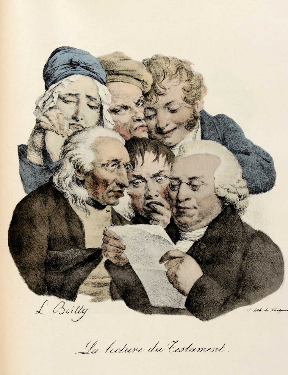 路易斯-利奥波德-布依的《读遗嘱》雕刻（Louis Leopold Boilly 作者 路易斯·利奥波德·博伊