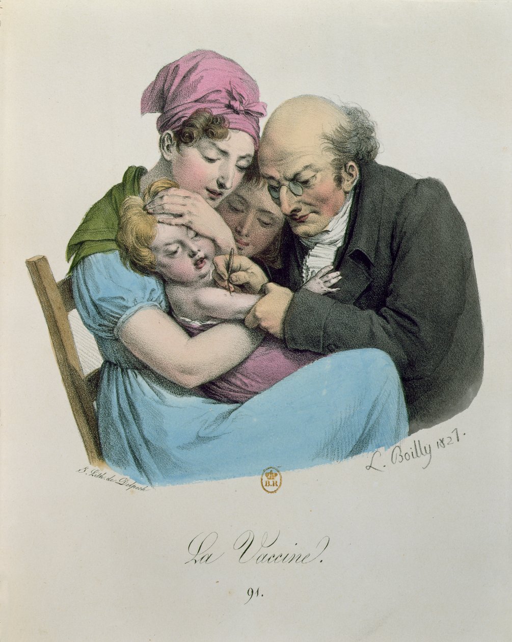 疫苗，由Francois Seraphin Delpech（1778-1825）1827年雕刻 作者 路易斯·利奥波德·博伊