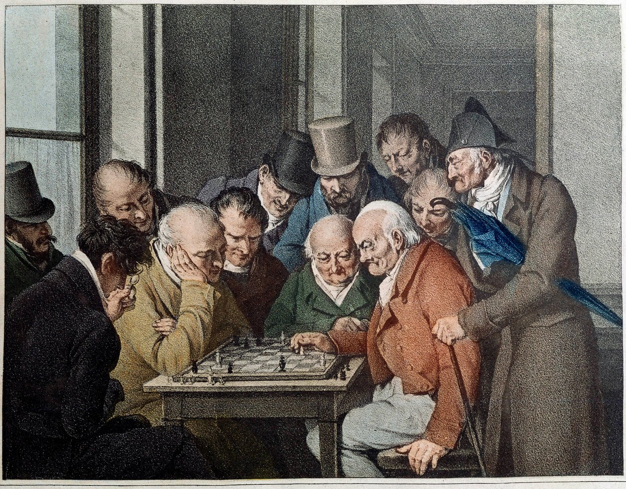 The chess game game Lithography by Louis Leopold Boilly (1761-1845) 作者 路易斯·利奥波德·博伊