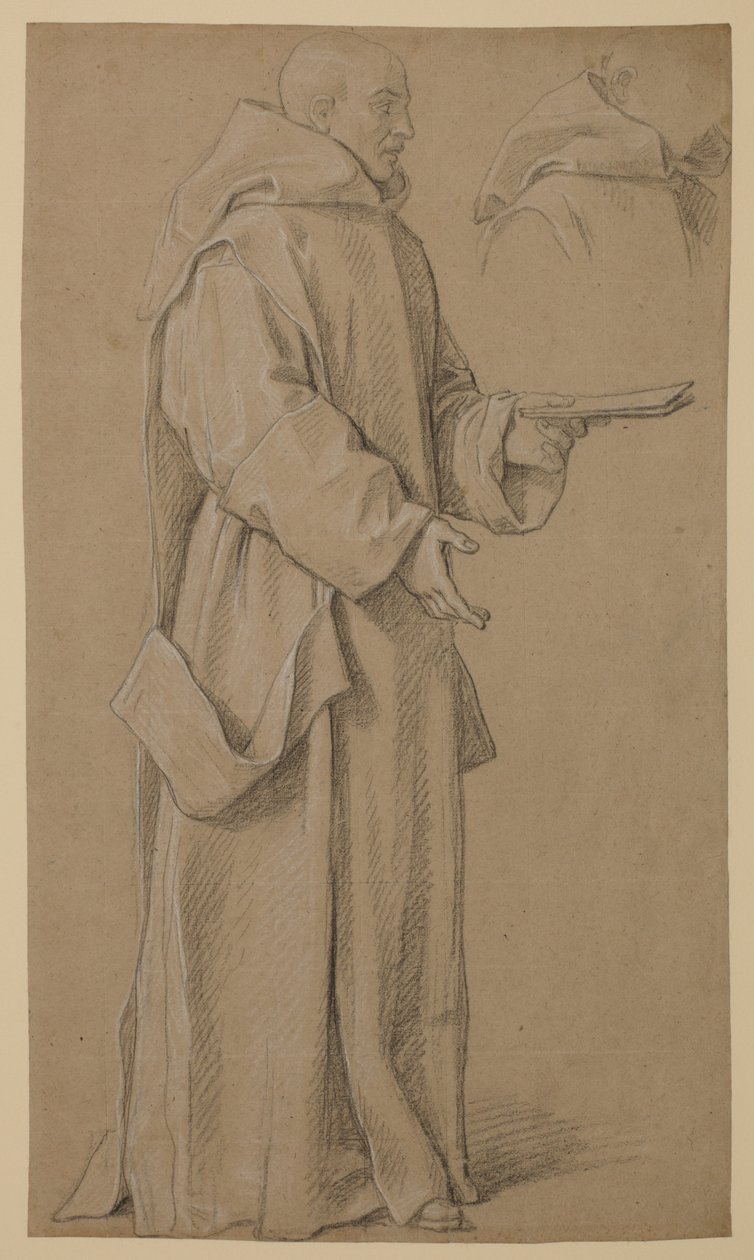 站立的僧侣，以及对僧袍的研究 作者 Louis Licherie de Beuron (attr. to)