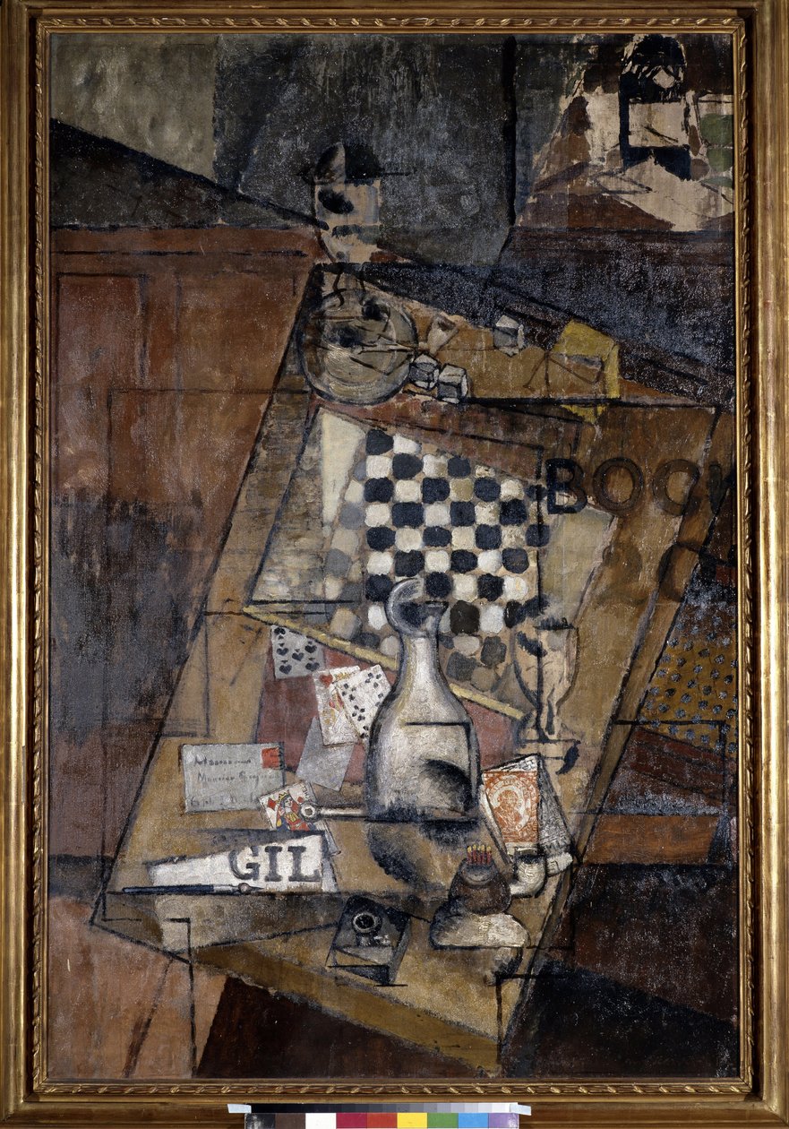 静物与棋局。路易-马库斯（1878-1941 年）的画作 作者 路易·马可西西斯（Louis Marcoussis）