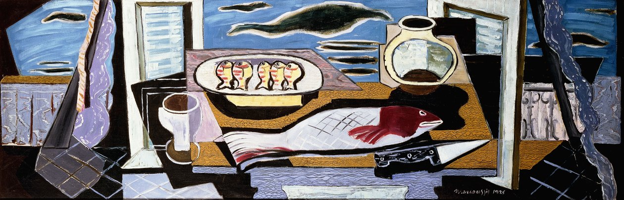 静物;自然·莫特（Nature Morte），1925年 作者 路易·马可西西斯（Louis Marcoussis）