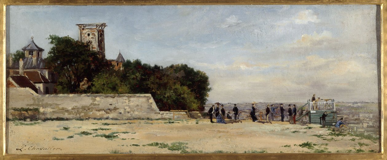Le sommet de la butte Montmartre, avec la tour Solférino，约 1870 年，约 1870 年（布面油画） 作者 路易斯·玛丽·谢瓦利埃