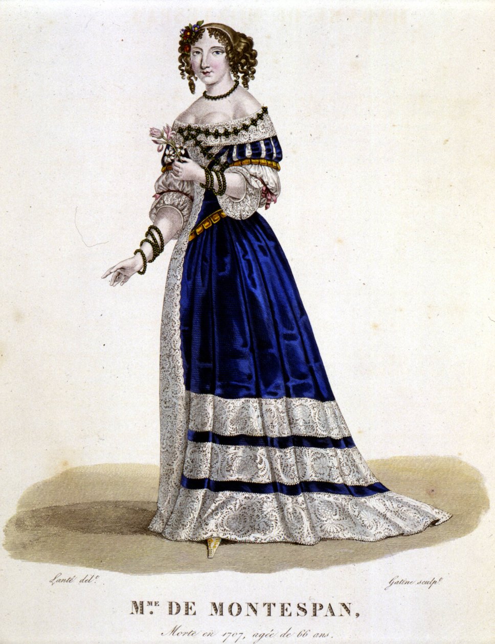 弗朗索瓦丝·雅典娜 (Francoise-Athenais) by Rochechouart Mortemart, Marquise de Montespan (或 Madame de Montespan) (1640-1707) - 在“法国著名女性画廊”中，由 Louis Maris Lante 绘制，巴黎 作者 路易·玛丽·兰特（Louis Marie Lante）