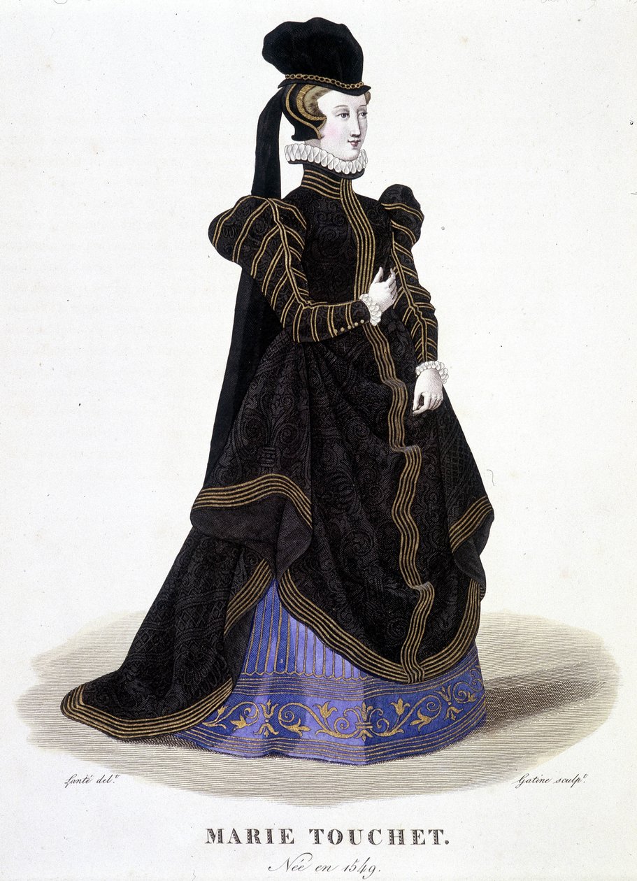 玛丽·杜切特 (1549-1638) 的肖像。 在“”法国著名女性画廊“” 作者 路易·玛丽·兰特（Louis Marie Lante）