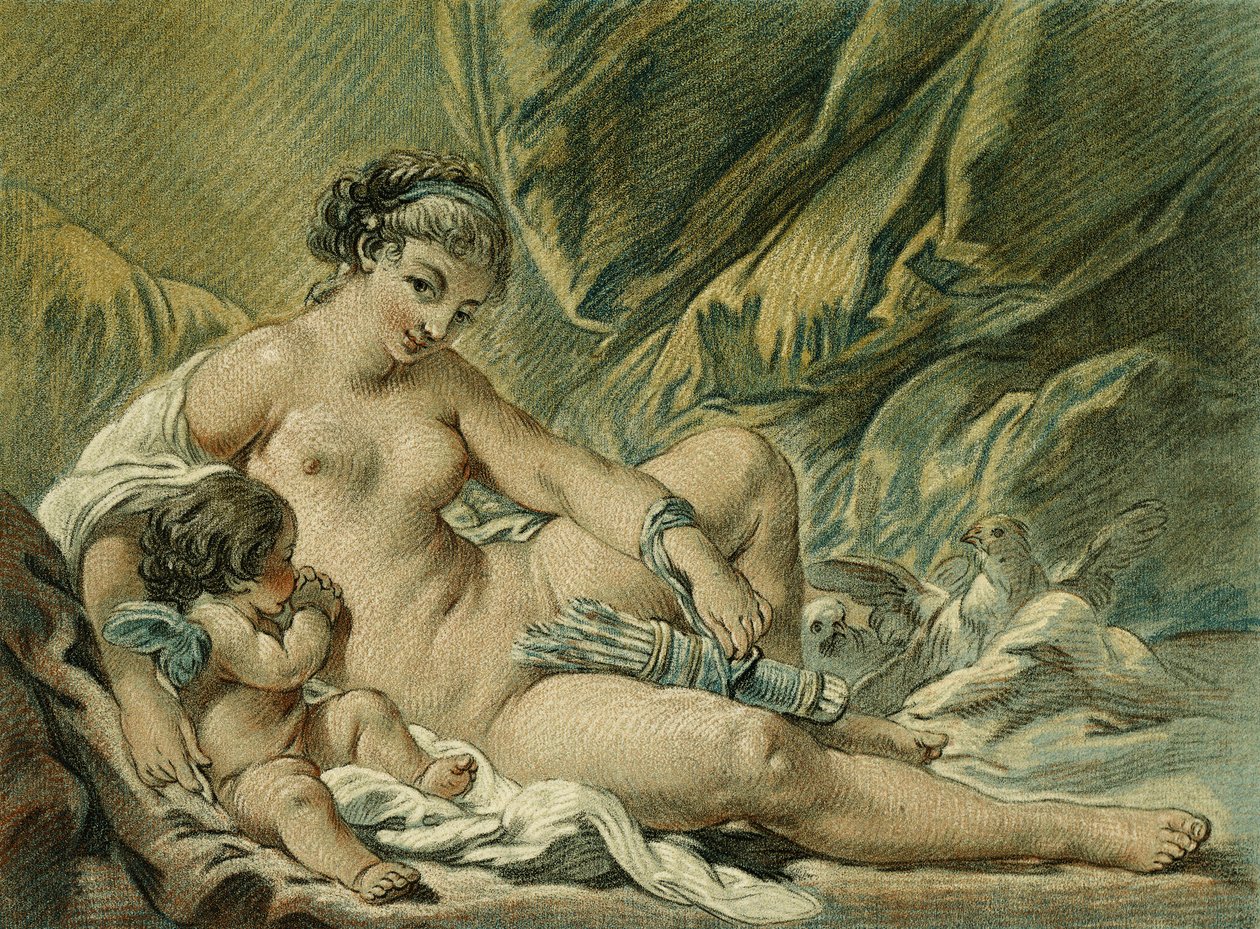 爱情说服维纳斯在布歇（F. Boucher）之后投降武器；在F. Boucher（1768年）之后，Love祈祷维纳斯将他的手臂还给他 作者 路易·马林·邦内特