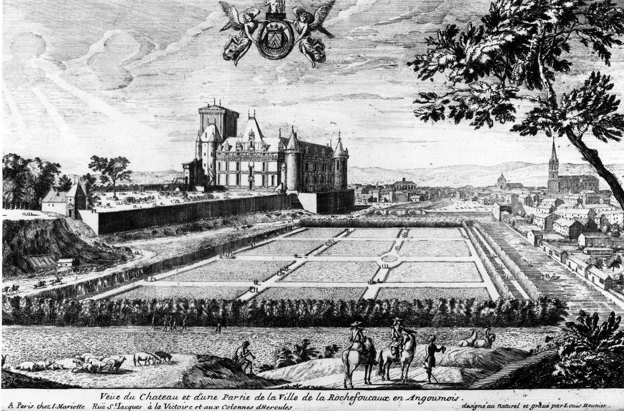 Château de la Rochefoucauld in Liancourt; engraving by Louis Menier - Family Archives. 作者 路易斯·穆尼耶