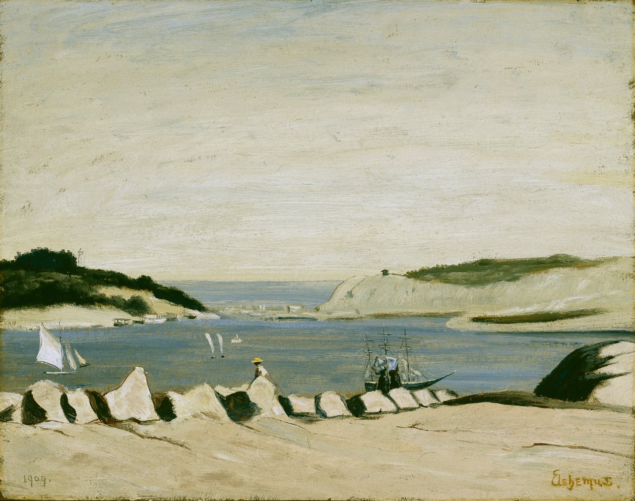 海岸风光，1909年（纸上油画，安装在画布上） 作者 路易斯·米歇尔·伊尔西缪斯