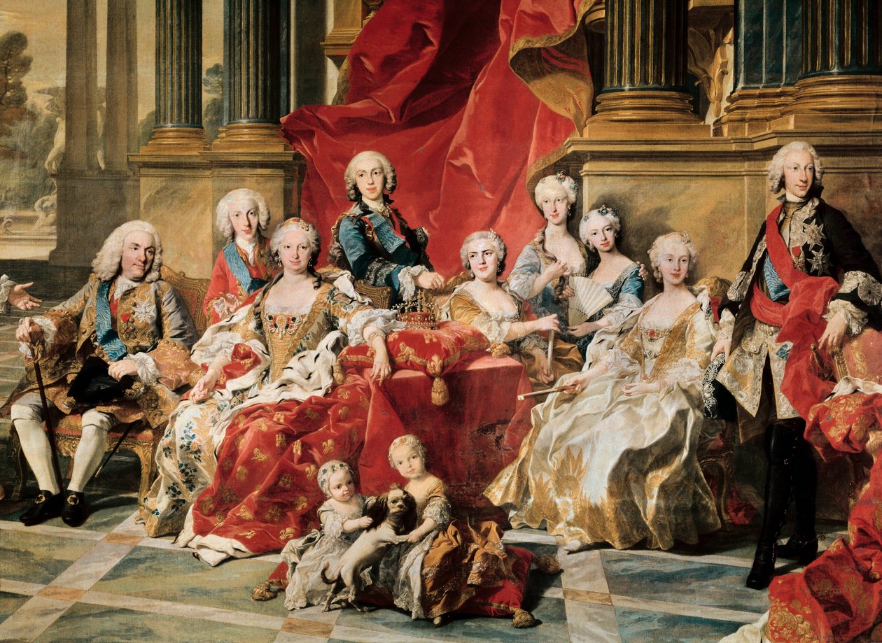 Philip V surrounded by his family. Detail of a painting by Louis Michel van Loo 作者 路易斯·米歇尔·范·卢