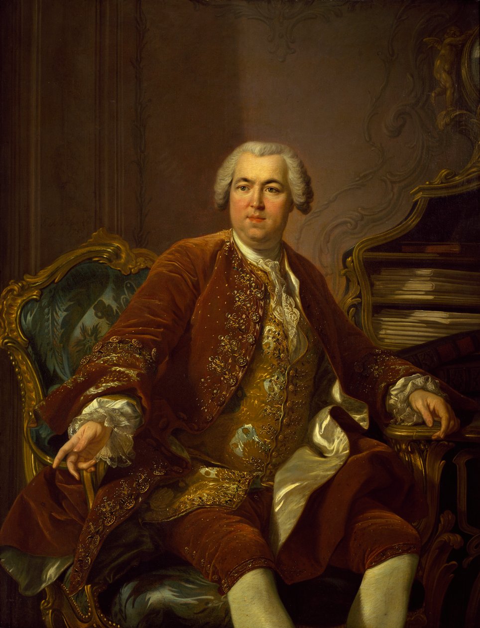 尼古拉-博琼的肖像，作者是路易-米歇尔-凡-卢（1707-1771）。 作者 路易斯·米歇尔·范·卢