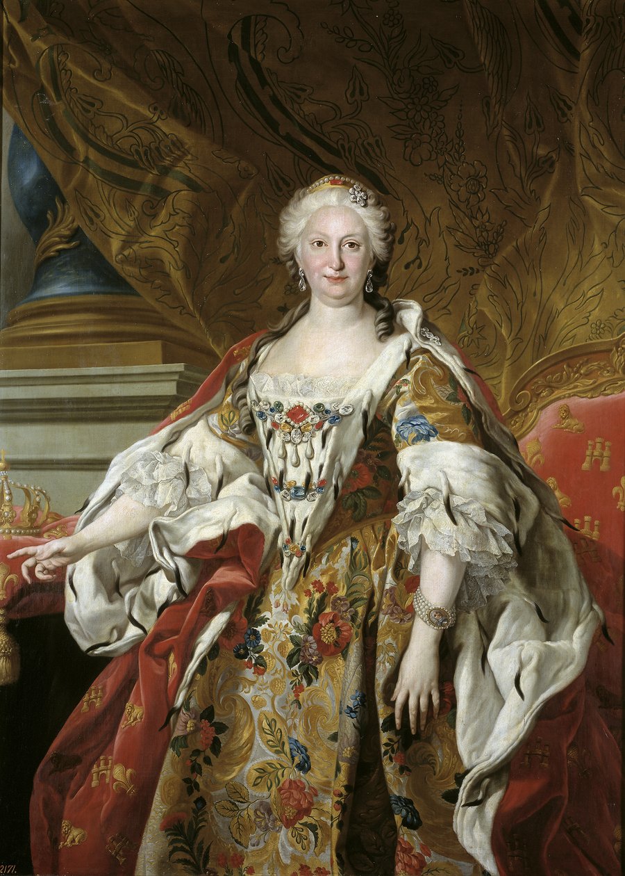 西班牙文：Isabel Farnesio, reina de España 伊莎贝尔-德-法内西奥王后的官方肖像 作者 路易斯·米歇尔·范·卢