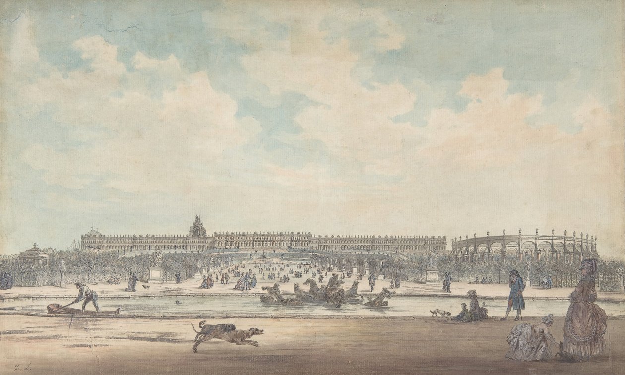 从花园看到的凡尔赛宫，1779年。 作者 路易斯·尼古拉斯·德·莱斯皮纳斯