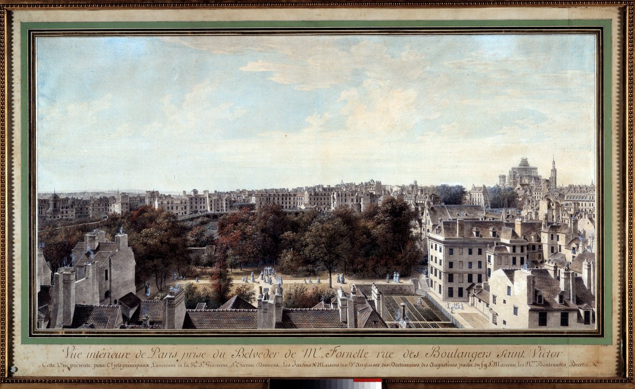 View of Paris taken from the belvedere of Monsieur Fournelle, rue des Boulangers saint Victor Drawing by Louis de Lespinasse (1734-1808) 18th century Paris. Carnavalet Museum 作者 路易斯·尼古拉斯·德·莱斯皮纳斯