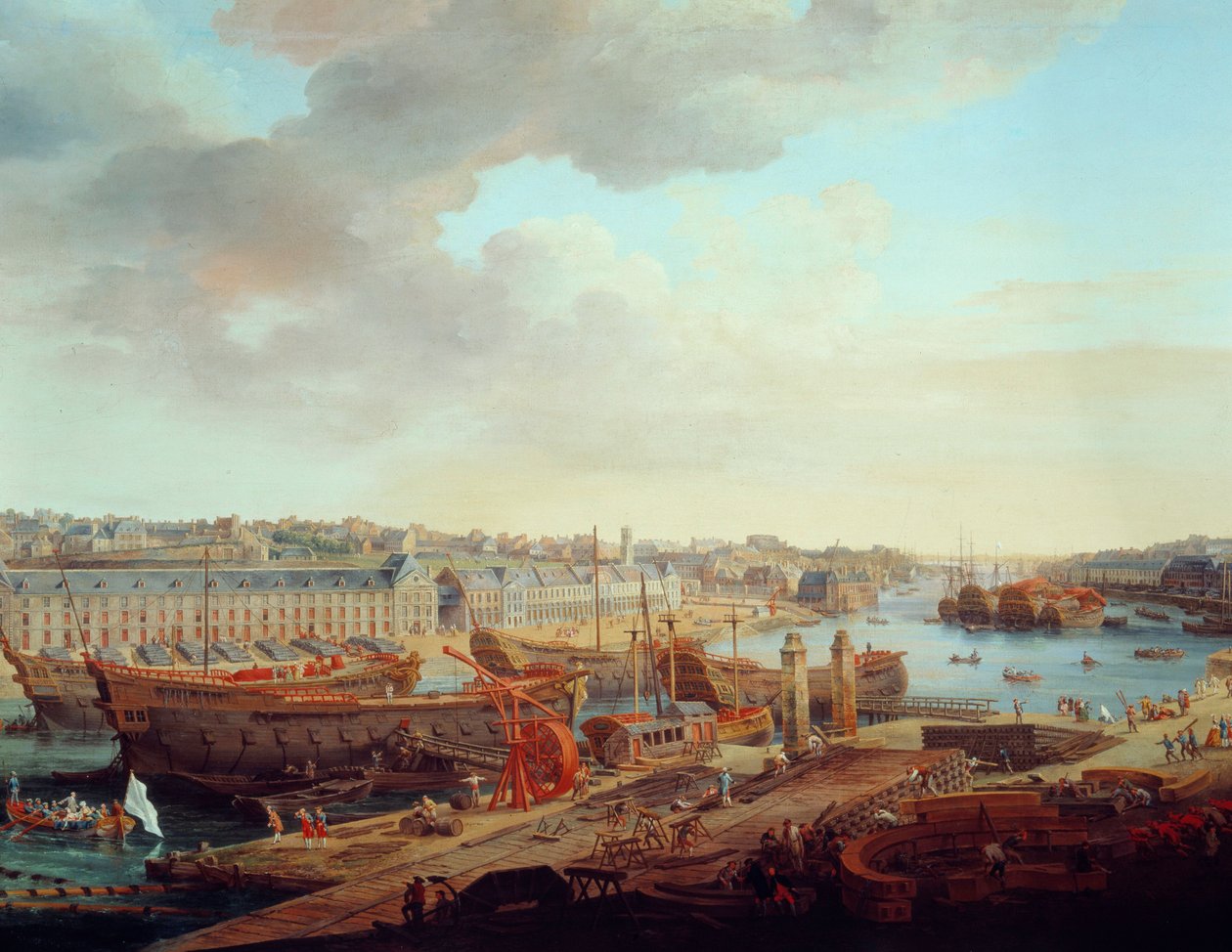 造船厂：“布雷斯特市”细节。 Louis Nicolas van Blarenberghe (1716-1794) 1774 年的绘画 作者 路易斯·尼古拉斯·范·布拉伦伯格