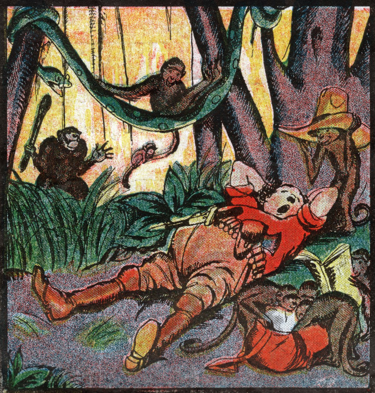 Nestor Fenleroc，欧洲定居者在非洲狩猎。1923 年（雕刻） 作者 路易斯·珀尔帖