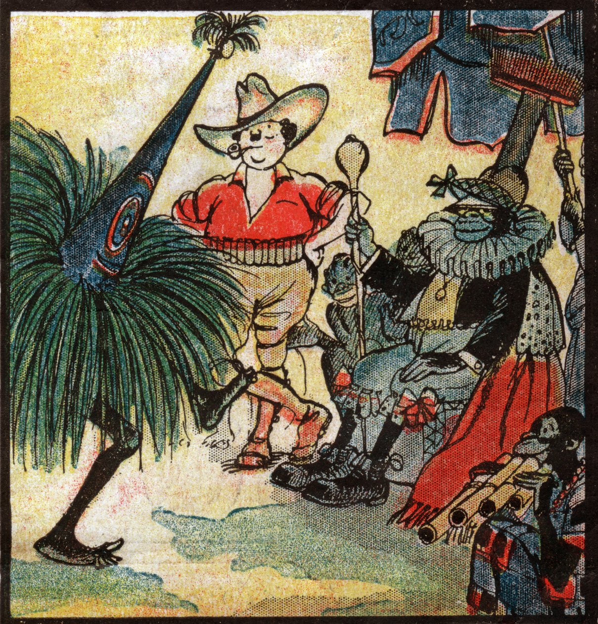 欧洲定居者 Nestor Fenleroc 访问非洲部落。1923 年（雕刻） 作者 路易斯·珀尔帖