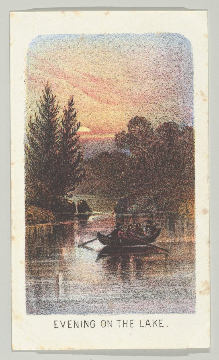 湖边的夜晚，出自《纽约中央公园的风景》系列，第3部分，1864年。 作者 路易斯·普朗