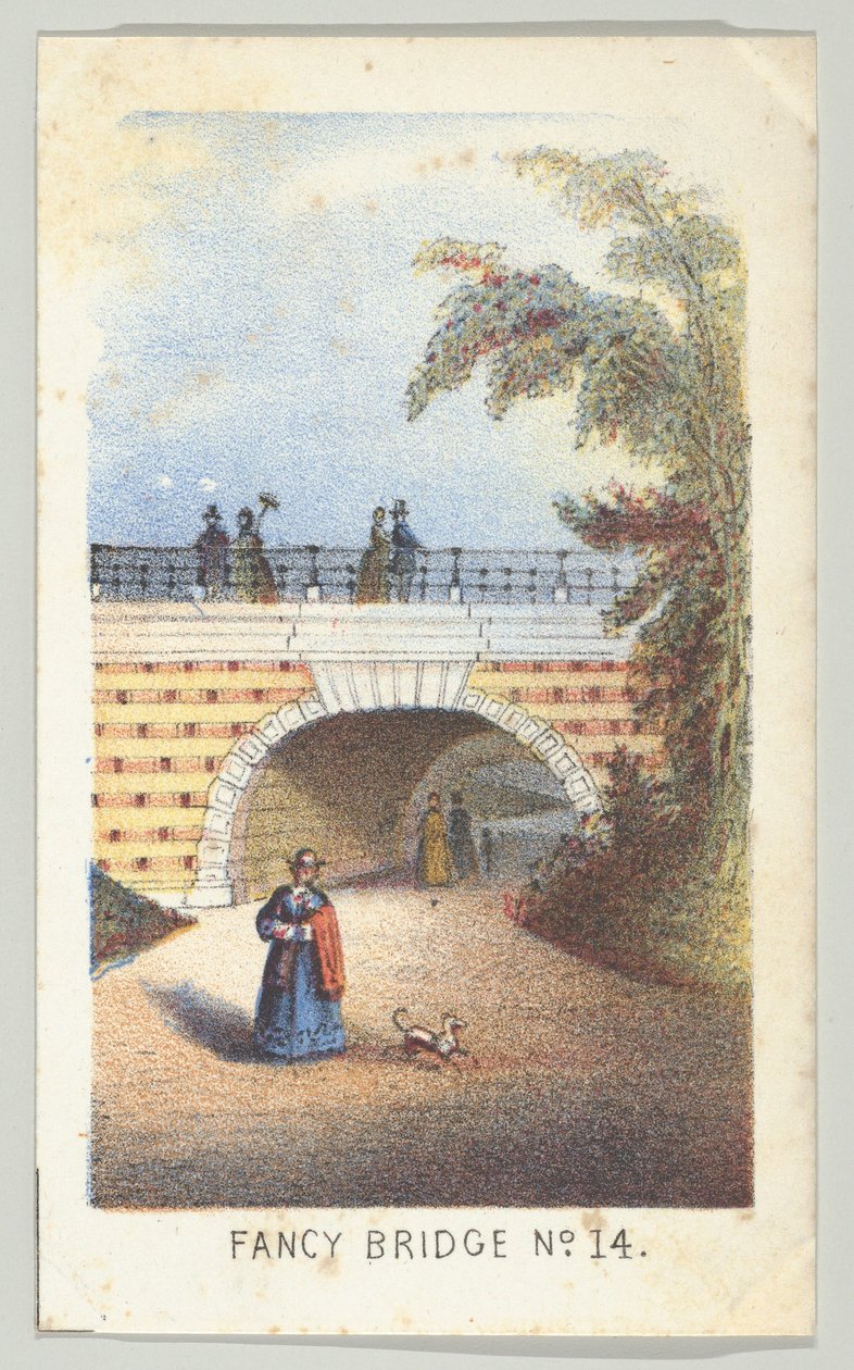 第14号花式桥，出自《纽约中央公园的风景》系列，第3部分，1864年。 作者 路易斯·普朗