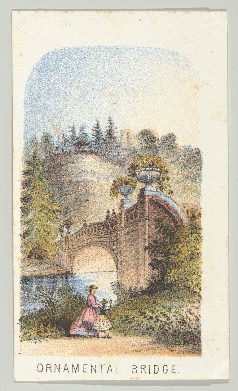 观赏桥，出自《纽约中央公园风景》系列，第2部分，1864年。 作者 路易斯·普朗