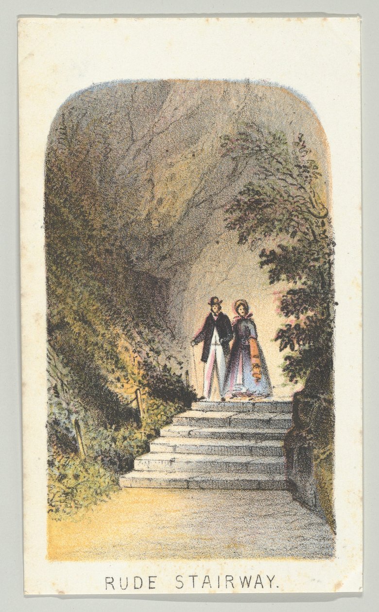 粗鲁的楼梯，出自《纽约中央公园的风景》系列，第二部分，1864年。 作者 路易斯·普朗