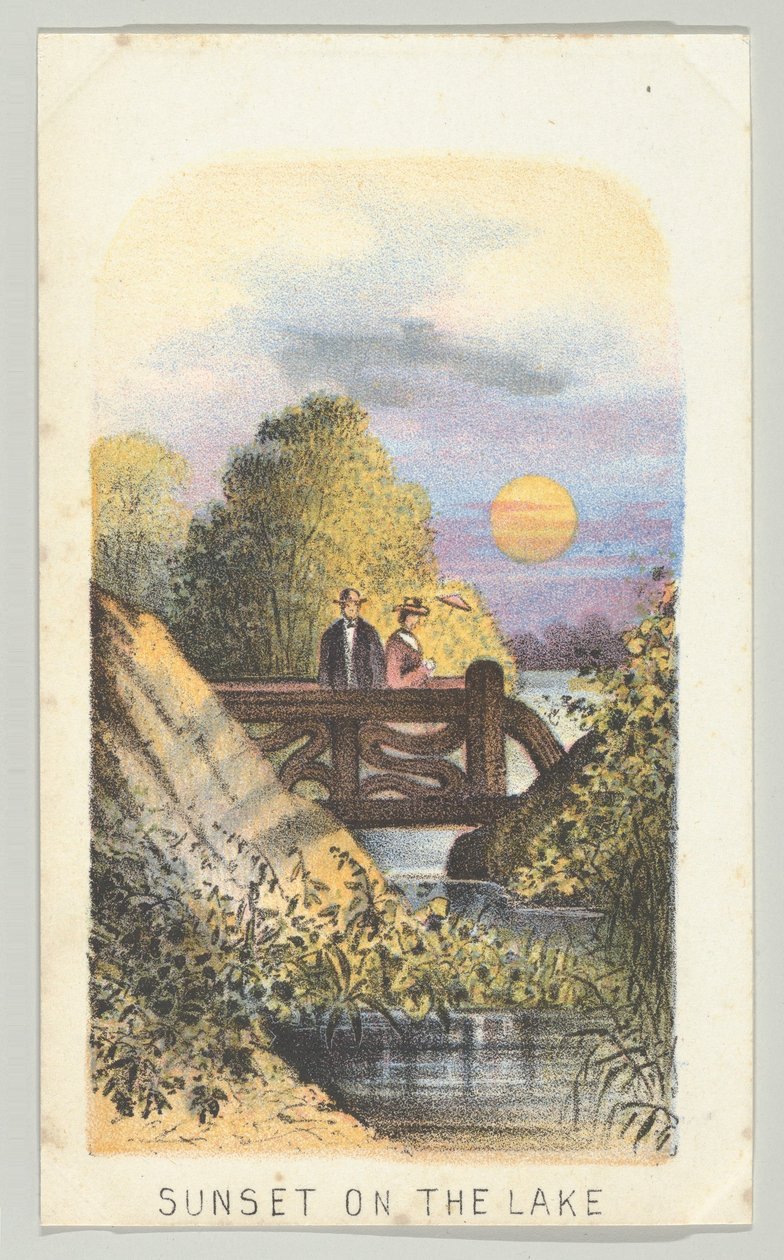 湖上日落，出自《纽约中央公园的风景》系列，第2部分，1864年。 作者 路易斯·普朗