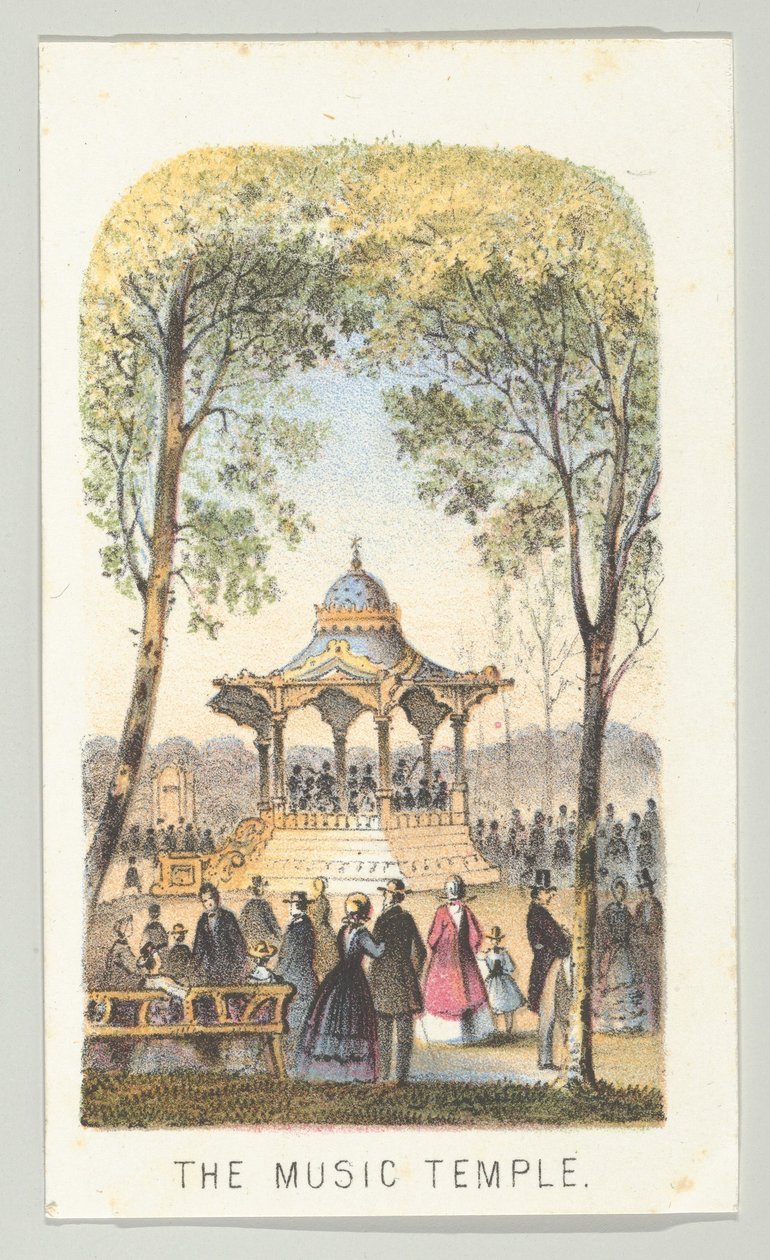 音乐殿堂，摘自《纽约中央公园的风景》系列，第2部分，1864年。 作者 路易斯·普朗
