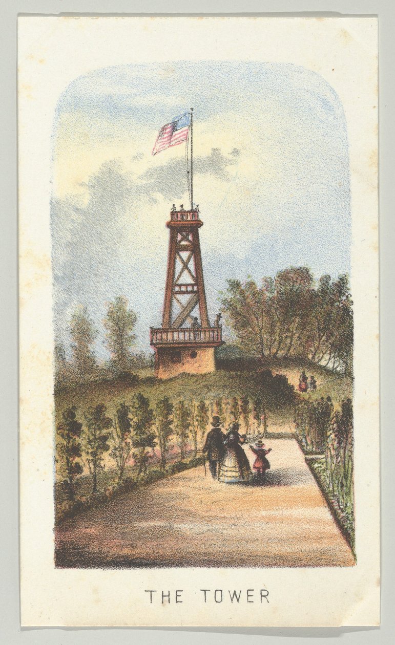 塔楼，出自《纽约中央公园风景》系列，第2部分，1864年。 作者 路易斯·普朗