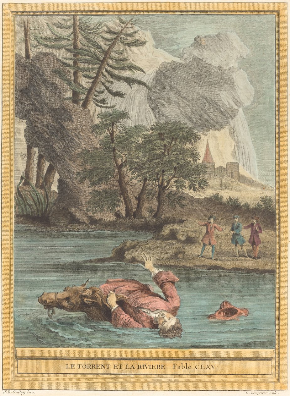 山洪与河流》（The Torrent et la Riviere）。 作者 让·巴蒂斯特·乌德里 (Jean Baptiste Oudry) 之后的 Louis Simon Lempereur