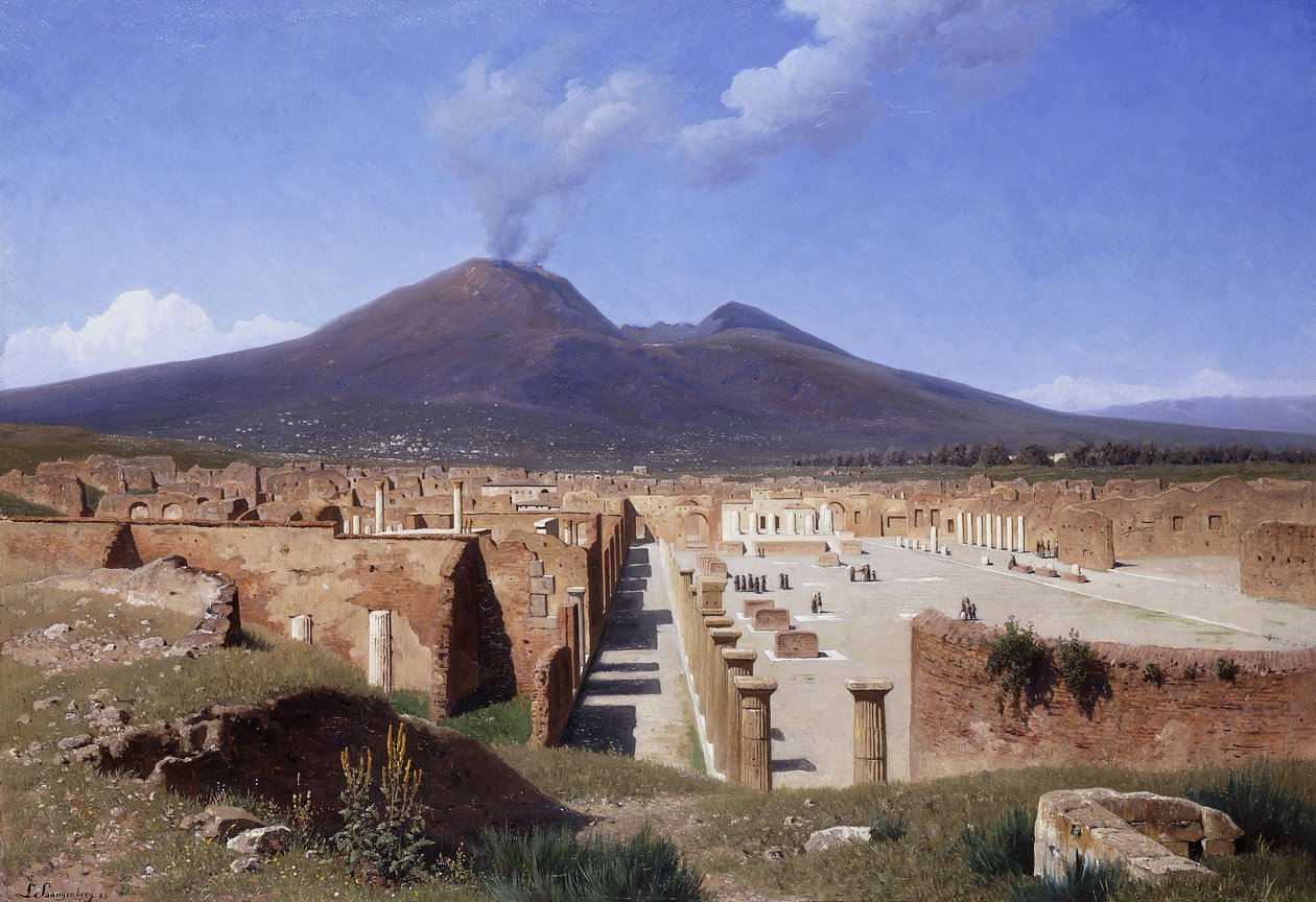 来自庞贝的维苏威火山，1883年 作者 路易斯·斯潘伯格伯格