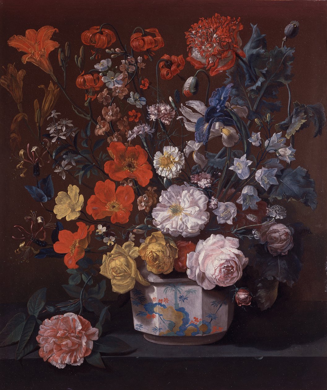 香蒂伊花瓶中的花朵，约 1760 年（布面油画） 作者 路易斯·泰西尔