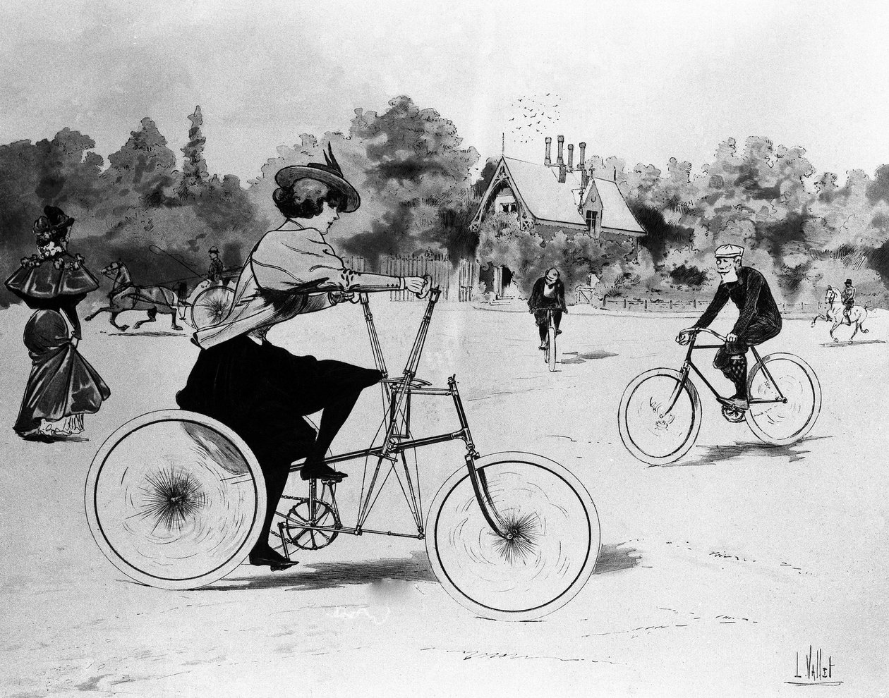 Vélocipédistes - 路易斯·瓦莱 (Louis Vallet)，Bibl。 装饰艺术 作者 路易斯·瓦莱特