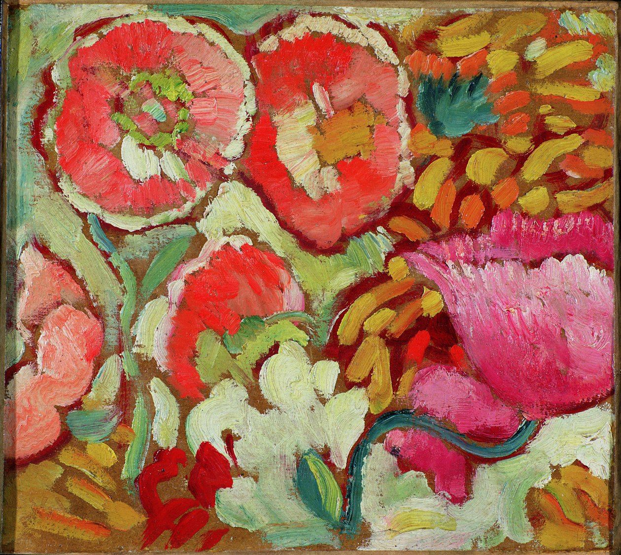 阿盖花园里的花朵，c.1908（卡片油画） 作者 路易斯·瓦尔塔特