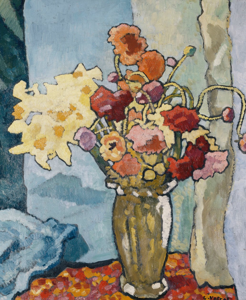 花瓶里的花； 花瓶里的花，c.1939（布面油画） 作者 路易斯·瓦尔塔特