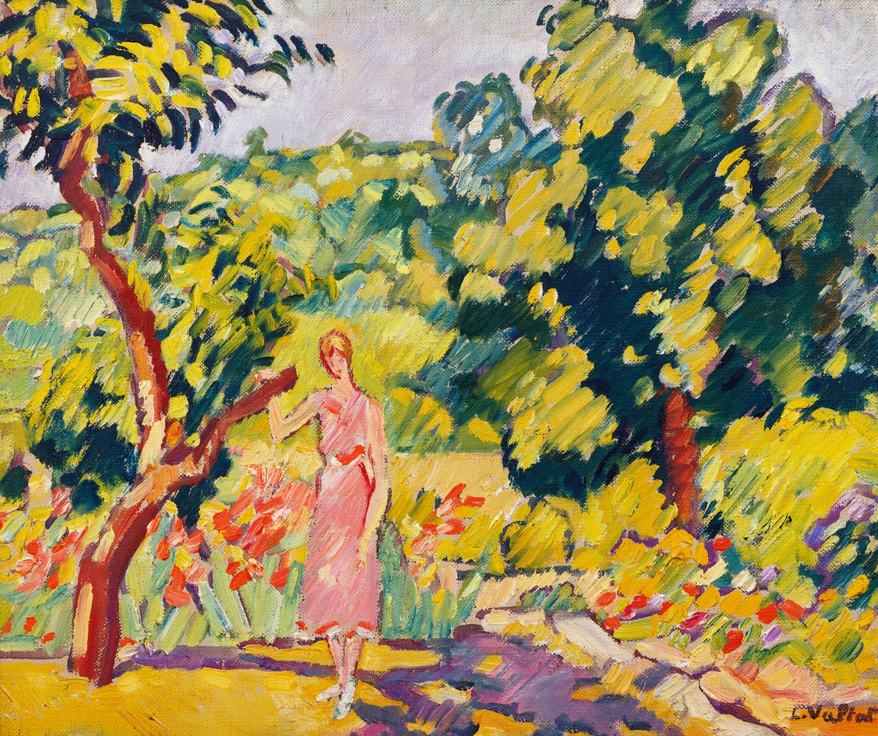 在舒瓦塞尔的艺术家花园里，c.1935（布面油画） 作者 路易斯·瓦尔塔特