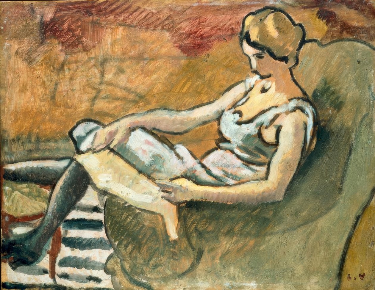 路易-瓦尔塔，《沉思》/布面油画，1916 年 作者 路易斯·瓦尔塔特