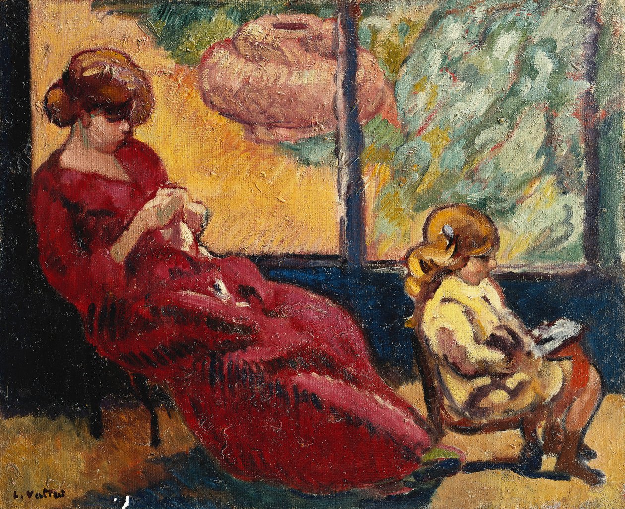 太太。 Valtat Sewing 和她的儿子 Jean； Valtat Cousant 夫人和她的儿子 Jean 作者 路易斯·瓦尔塔特