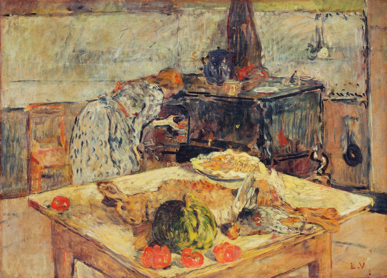 厨房； La Cuisine，c.1906（支架板上的油画） 作者 路易斯·瓦尔塔特