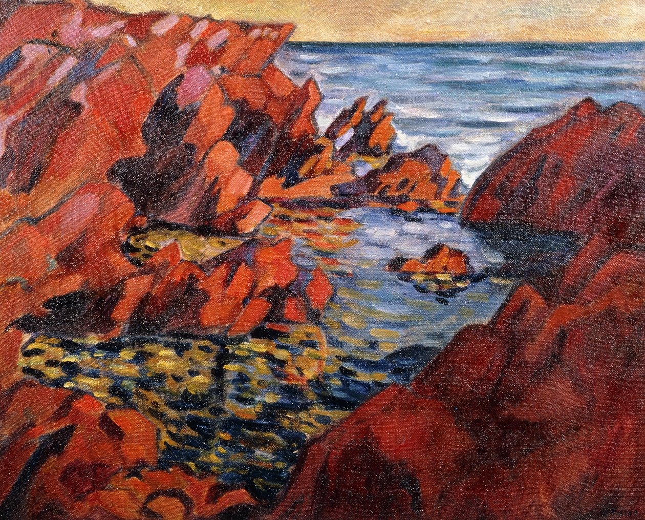 远方的大海； 红海，c.1917/1918（布面油画） 作者 路易斯·瓦尔塔特
