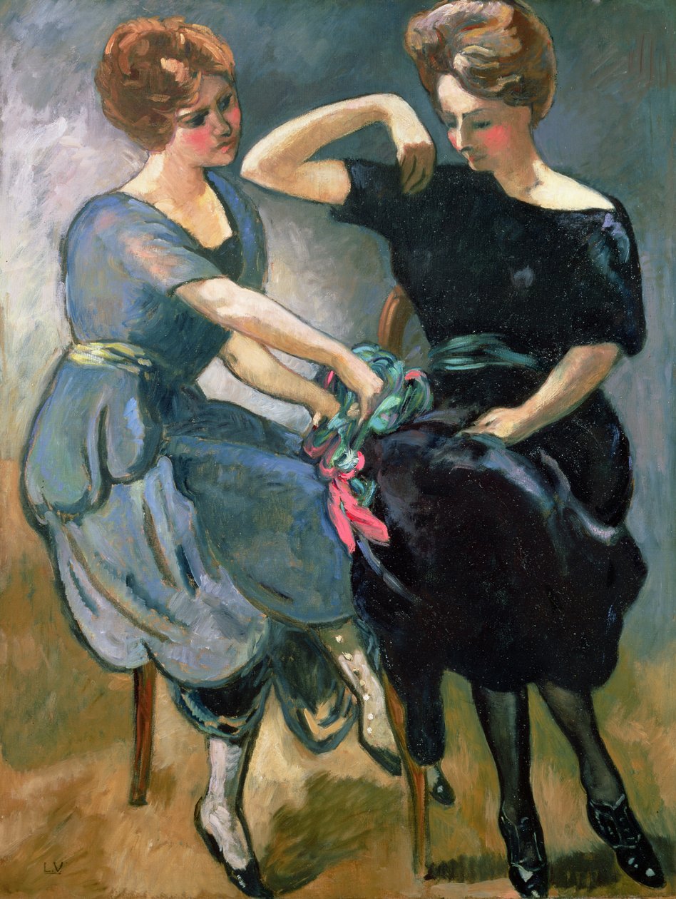 《两姐妹》，c.1912（布面油画） 作者 路易斯·瓦尔塔特