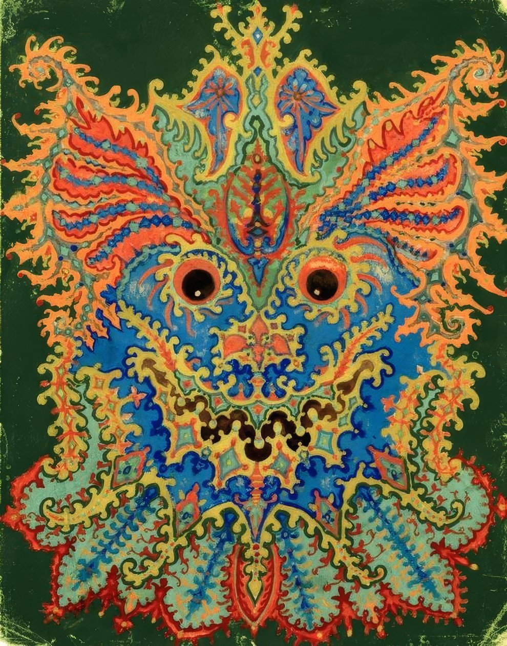 万花筒猫：绿色的猫图案 作者 路易·韦恩