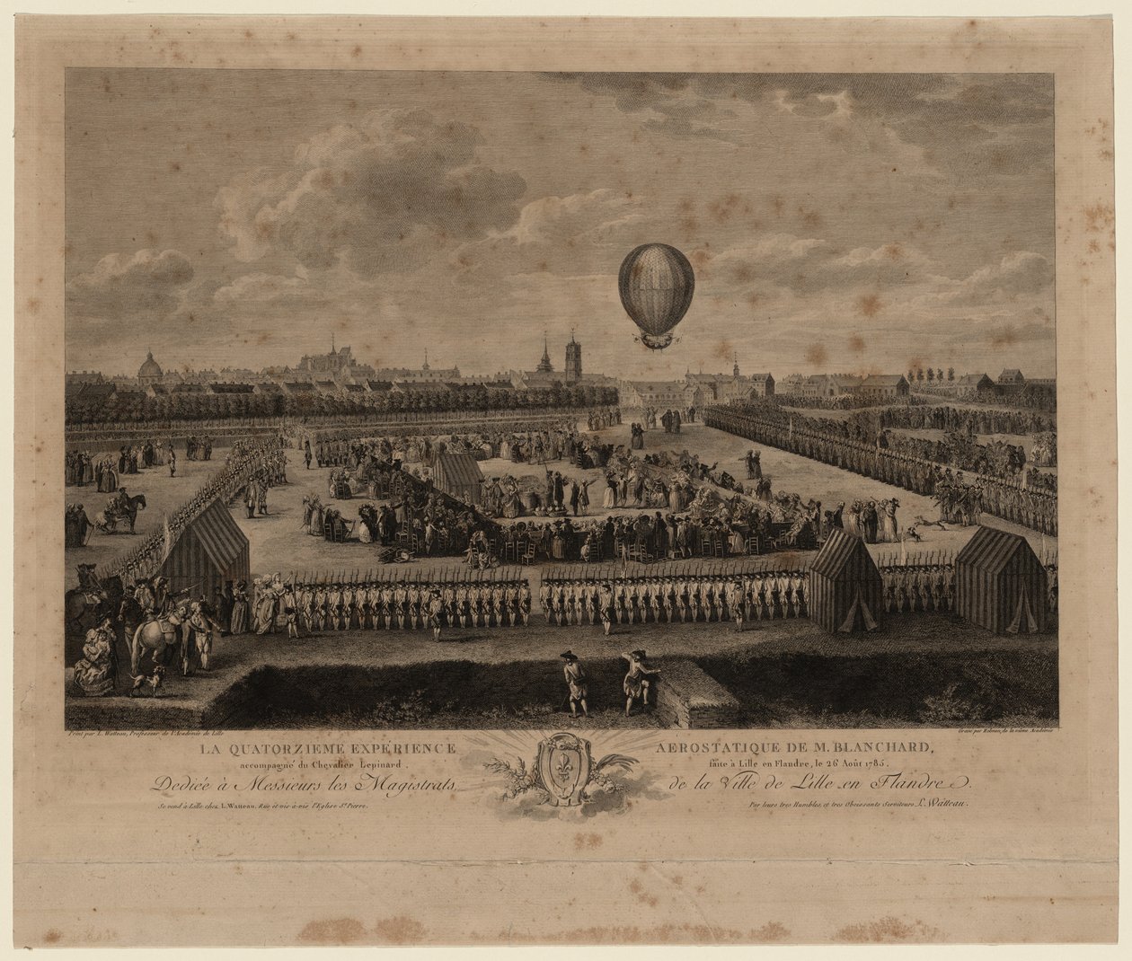Jean-Pierre Blanchard的气球于1785年8月26日从里尔升空，1785年 作者 路易斯·华托