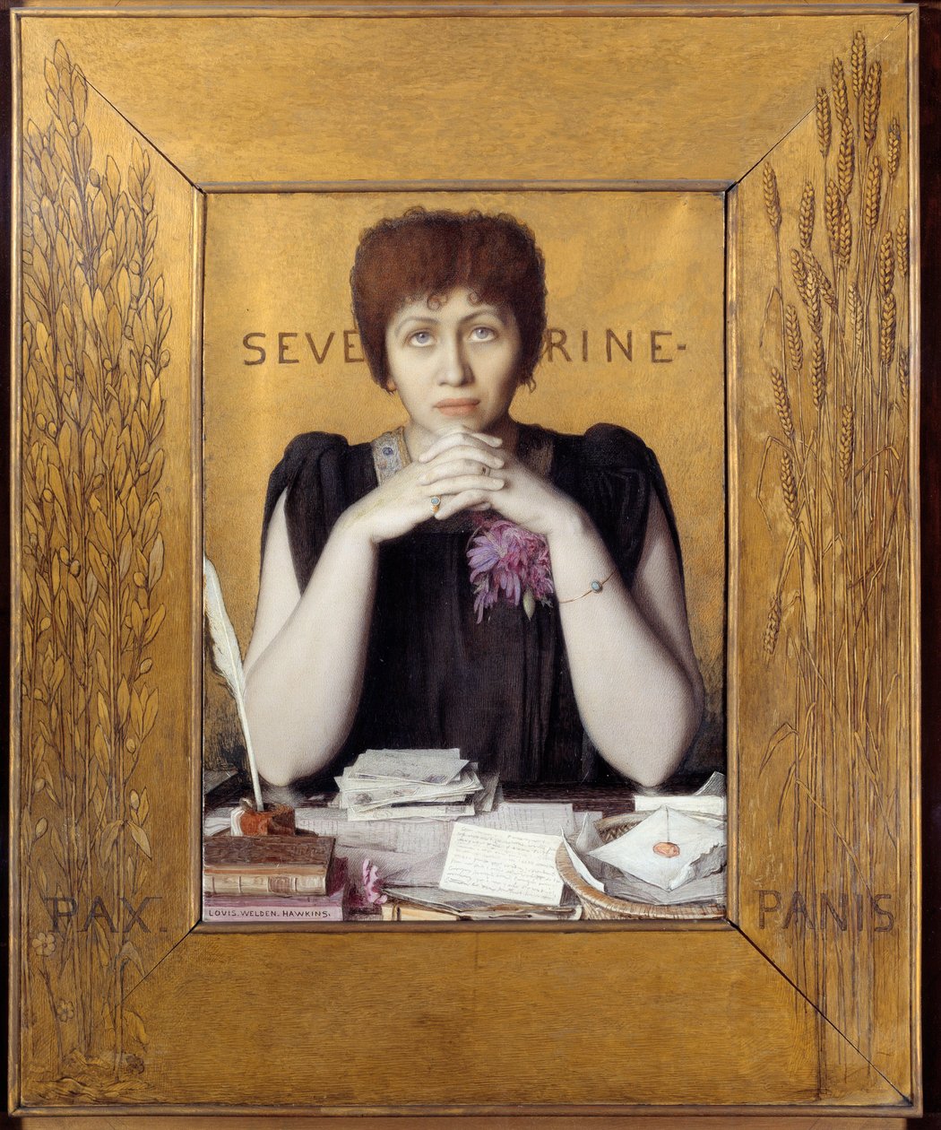 卡罗琳-雷米(Caroline Remy)的肖像，称为塞弗林(Severine)(1855 - 1929)，法国记者。路易斯-韦尔登-霍金斯（1849 - 1910）的画作，Ec。安 作者 路易斯·韦登·霍金斯