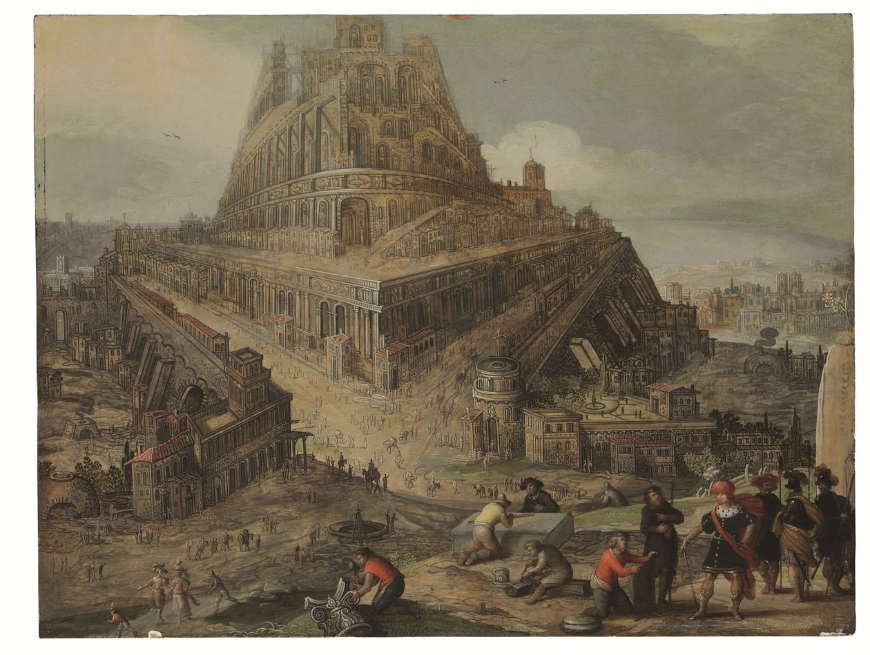 尼姆罗德国王下令建造巴别塔（油画） 作者 Louis de (circle of) Caullery