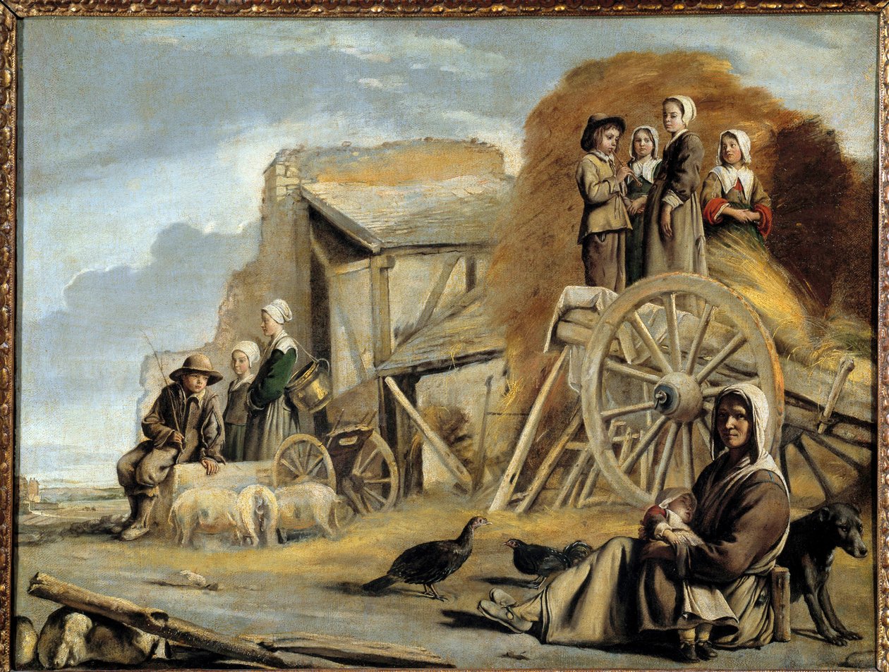 Louis Le Nain (1593-1648) 的手推车或干草的回归 作者 路易·勒·奈恩