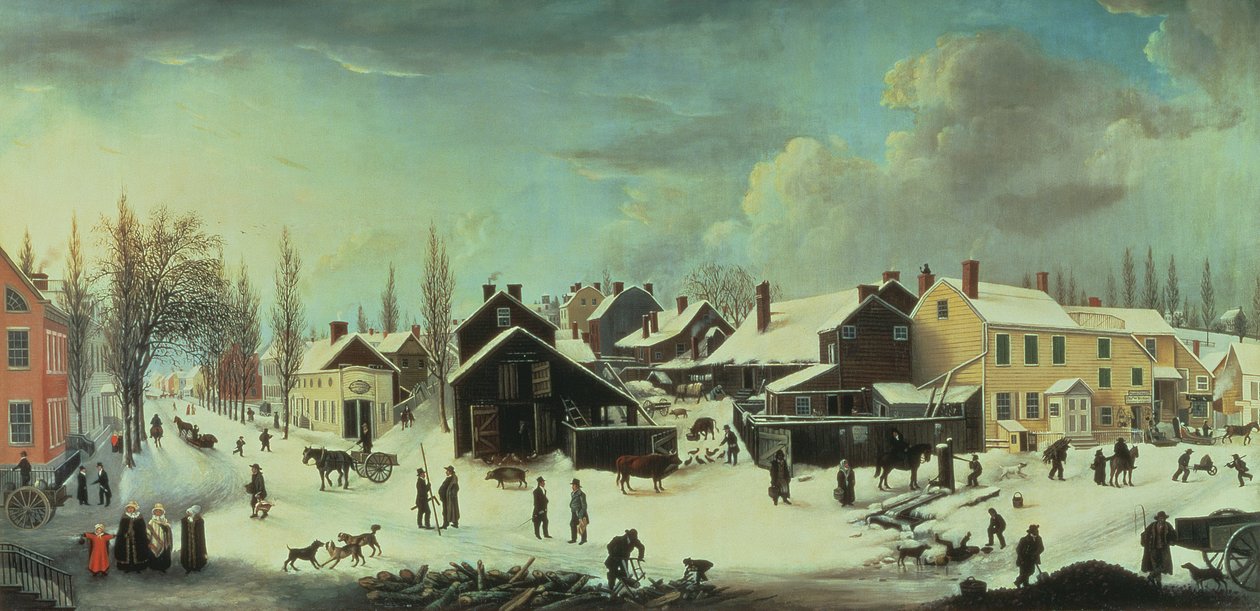 布鲁克林的冬季场景，1817年 作者 路易莎·安·科尔曼