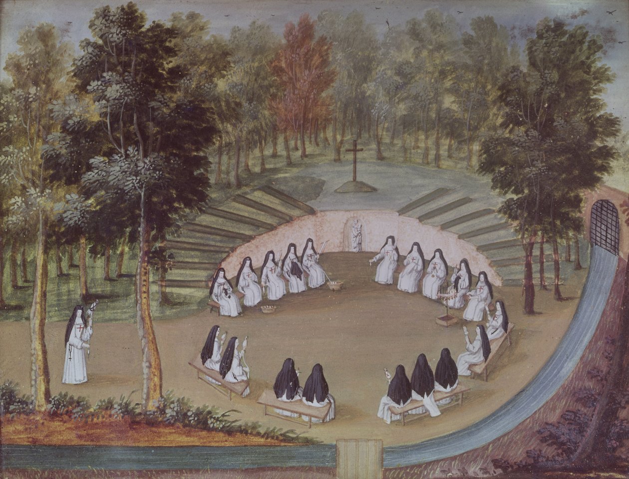 修女在Solitude举行会议，来自&39;L&39;Abbaye de Port-Royal&39;，c.1710 作者 路易丝·马德琳·科钦