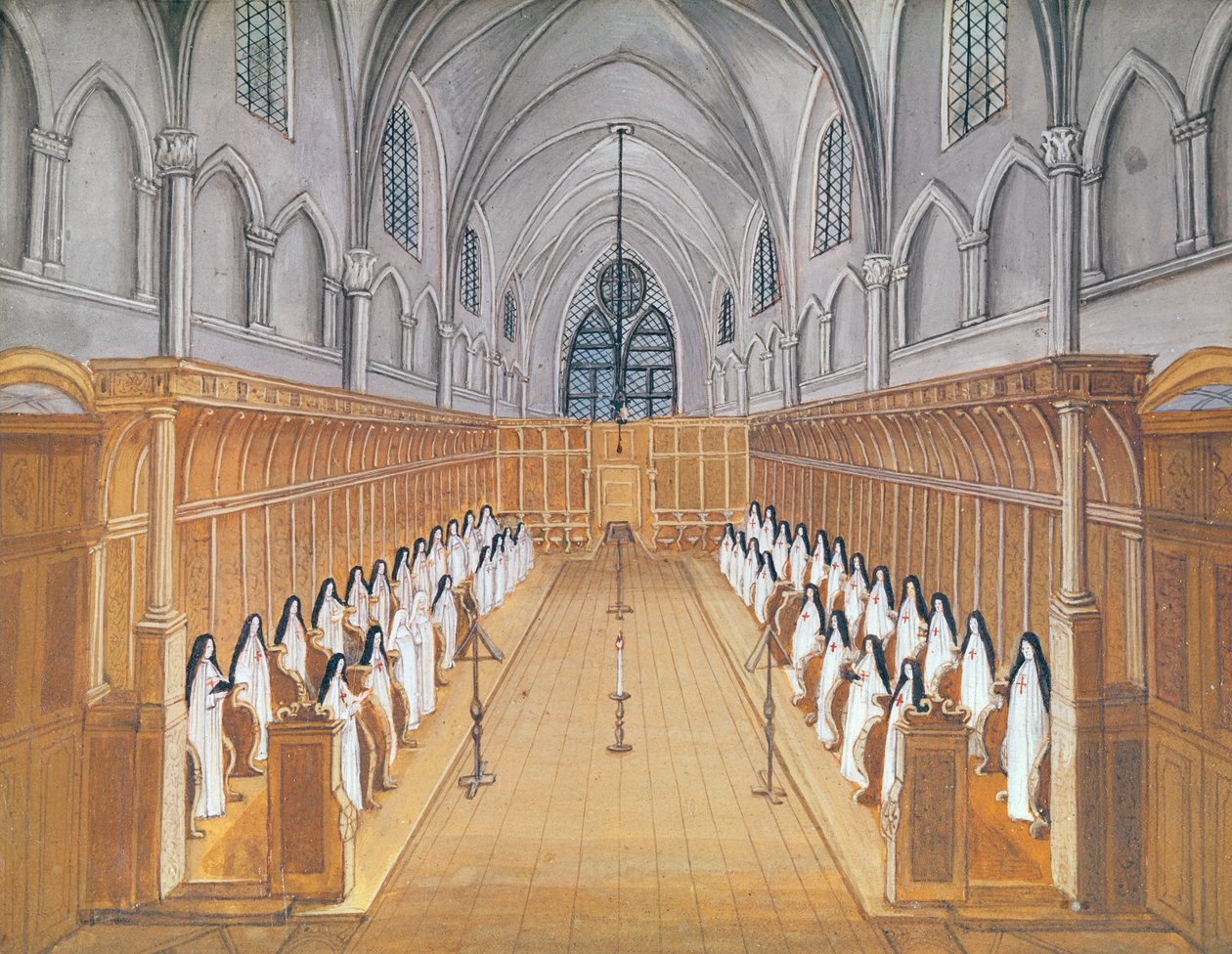 合唱团的视角，来自&39;L&39;Abbaye de Port-Royal&39;，c.1710 作者 路易丝·马德琳·科钦