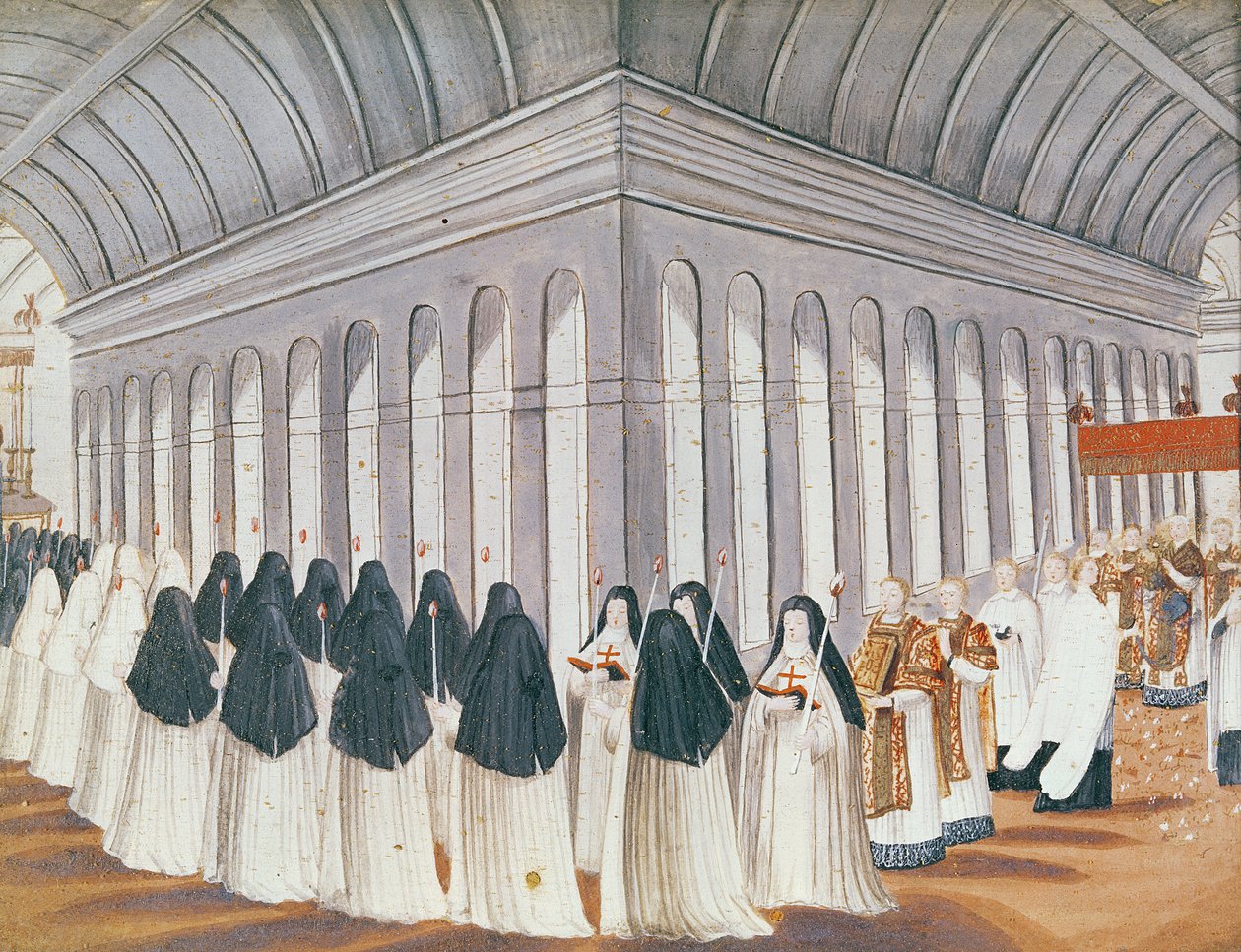 修道院中圣礼的游行，来自&39;l&39;Abbaye de Port-Royal&39;，c.1710 作者 路易丝·马德琳·科钦
